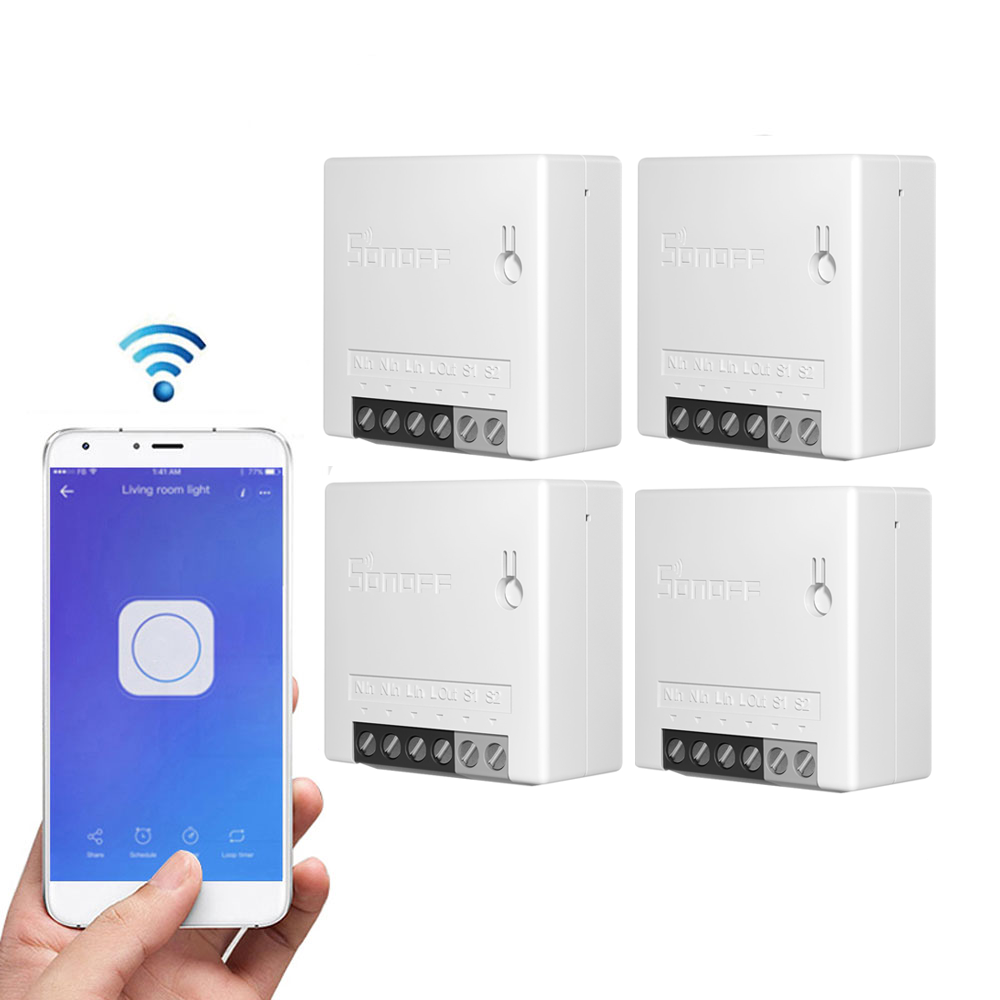 Two Way Smart Switch 10A AC100-240V Works with Amazon Alexa Google Home Assistant Nest Supports DIY Mode Allows to Flash the Firmware 4pcs