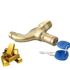 G1/2 Anti-theft Faucet Water Tap with Lock Key Brass Body Single Hole Switch for Kitchen Outdoor Garden