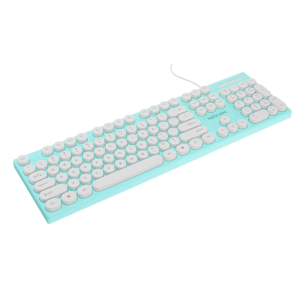 104 Keys Computer Keyboard USB Wired Punk Round Keycaps Mechanical Feeling Gaming Keyboard