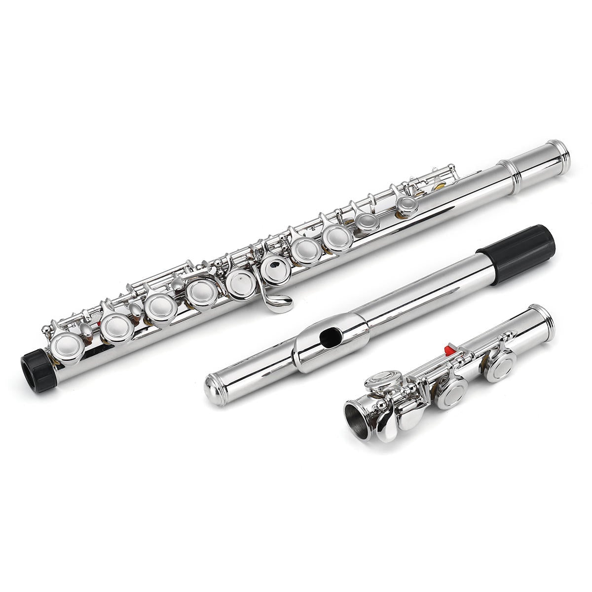 16 Holes C Key Colored Flute Nickel Plated Silver Tube Woodwind Instrument with Box