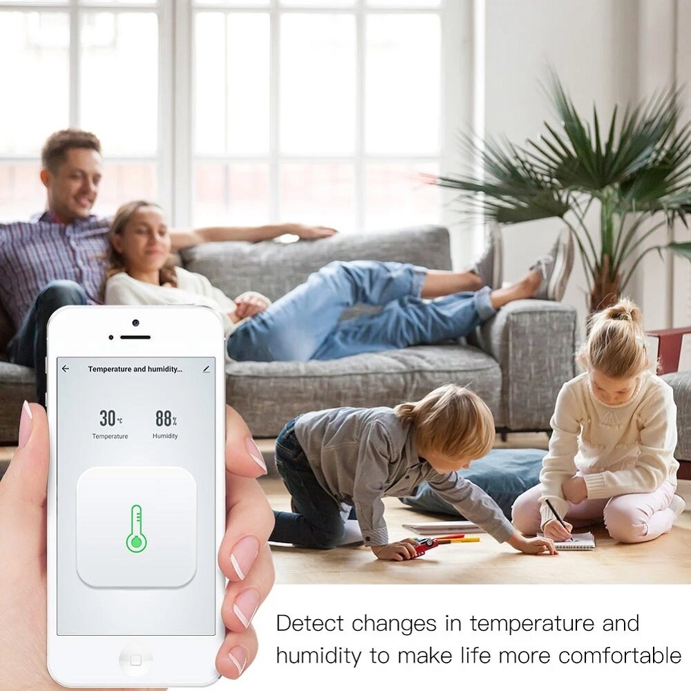 Smart Temperature And Humidity Sensor LCD Display Battery Powered with Smart Life App Alexa Google Home