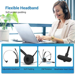 Bluetooth 5.0 Headphones Hands-free With HD Mic Charging Base Wireless Skype Headsets For Trucker Drivers Call Office