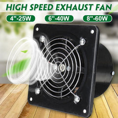 8 Inch Black Shell Stainless Steel Fan Blade High-speed Silent Exhaust Fan