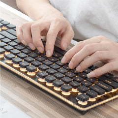 104 Keys Mechanical Feeling Keyboard USB Wired Silent RGB Backlit Gaming Keyboard for Home Office
