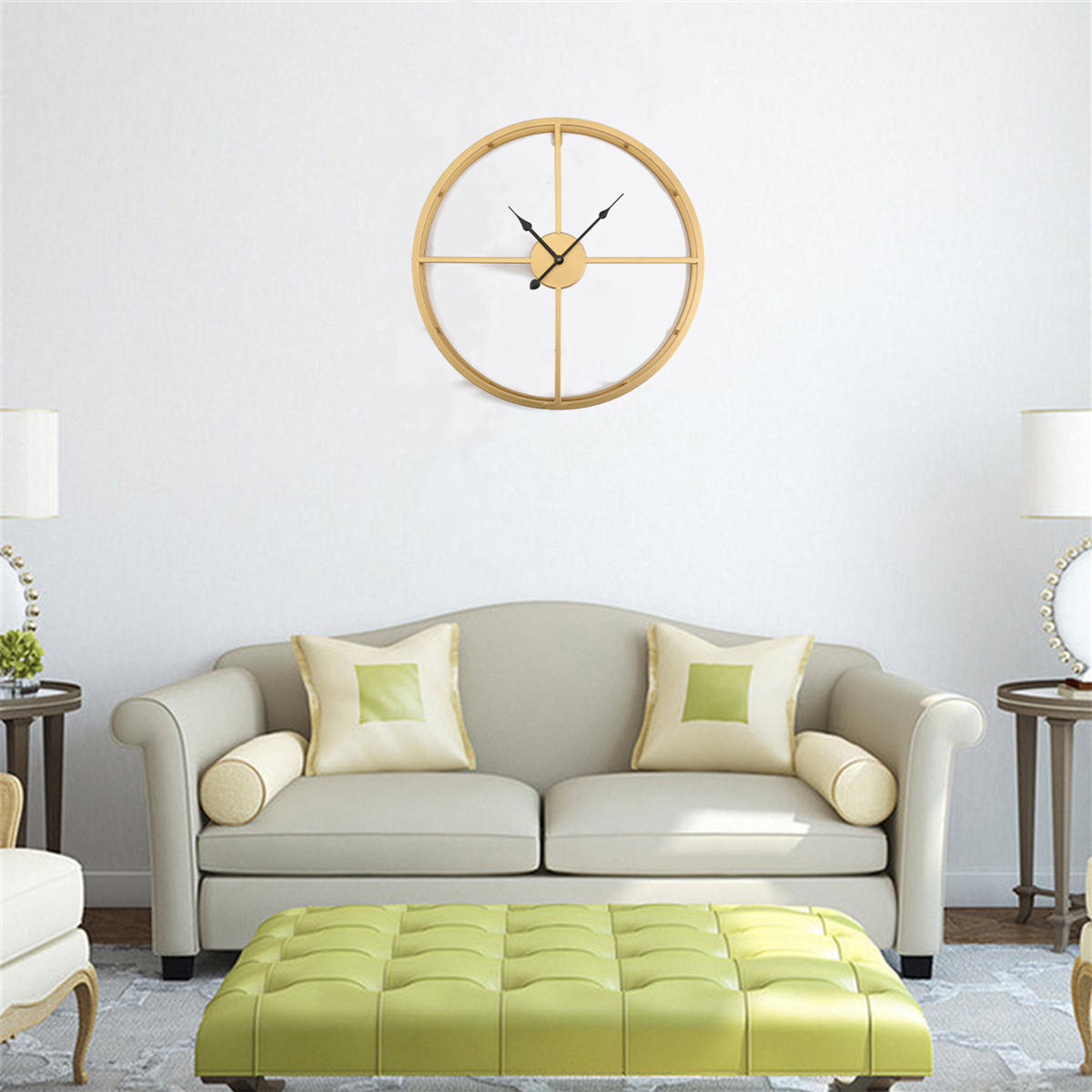 50CM/60CM Double Layer Wall Clock Creative Living Room Round Vintage Wrought Iron Wall Clock