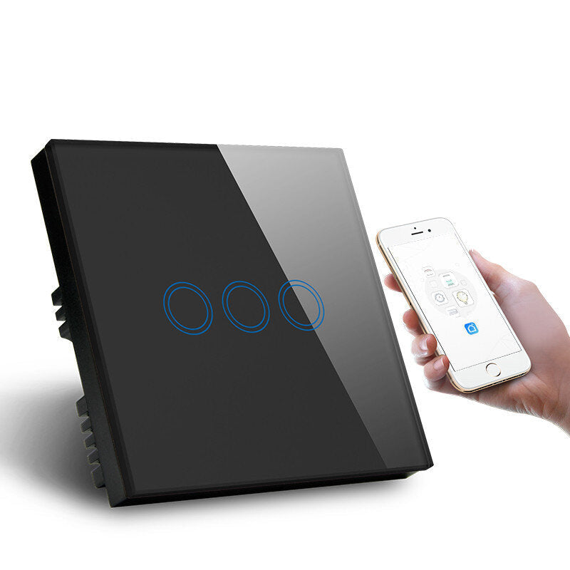 Standard Smart Light Switch WiFi 3 Gang Wireless Touch Sensor Remote Control Smart Switch with Power Statistics Function