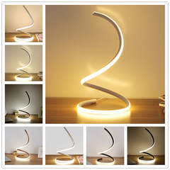 Modern Spiral LED Bedside Table Lamp Curved Desk Light Dimmable Warm White