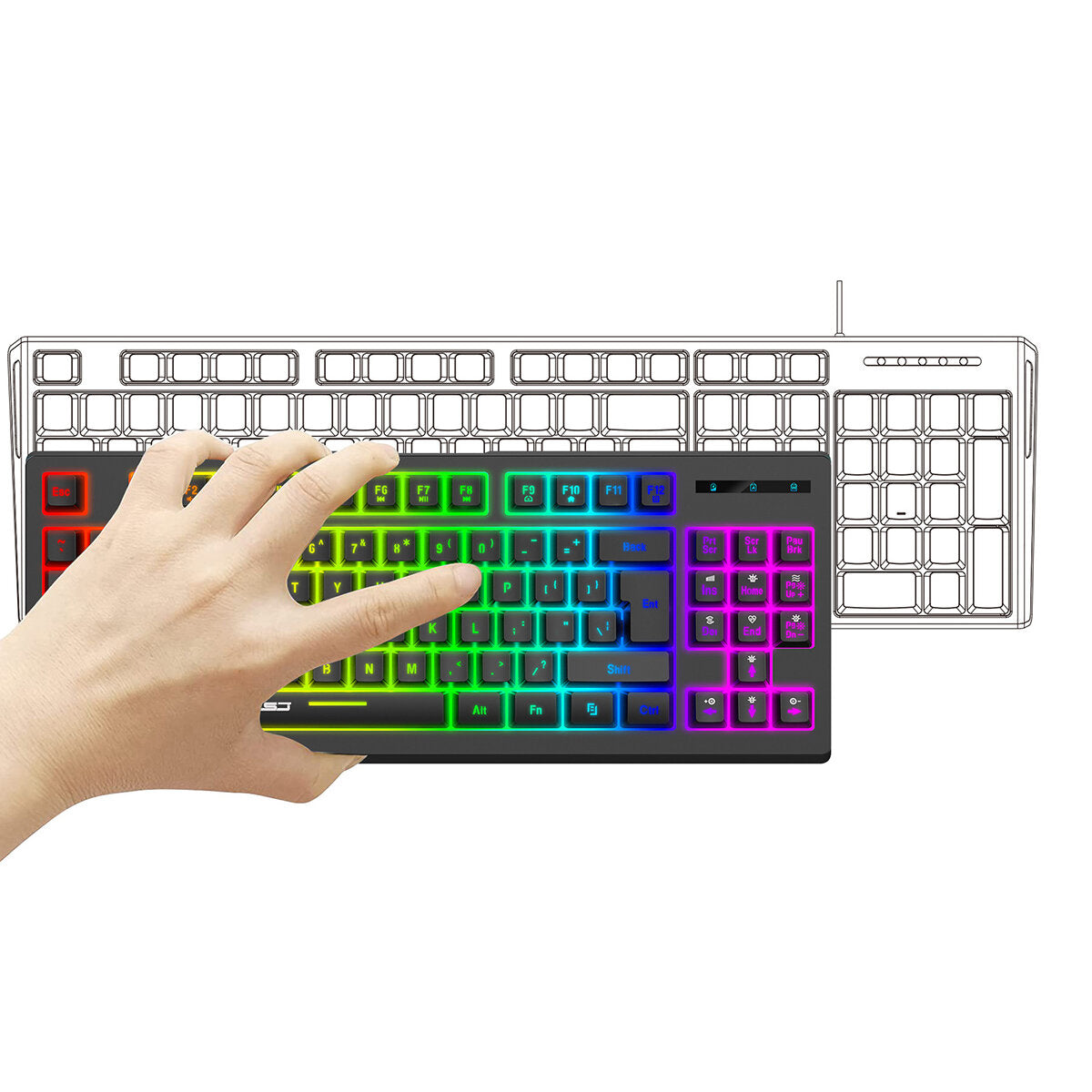 2.4G Wireless Keyboard 87 Keys Multimedia Function RGB Backlit Rechargeable Keyboard for Computer Laptop Home Office