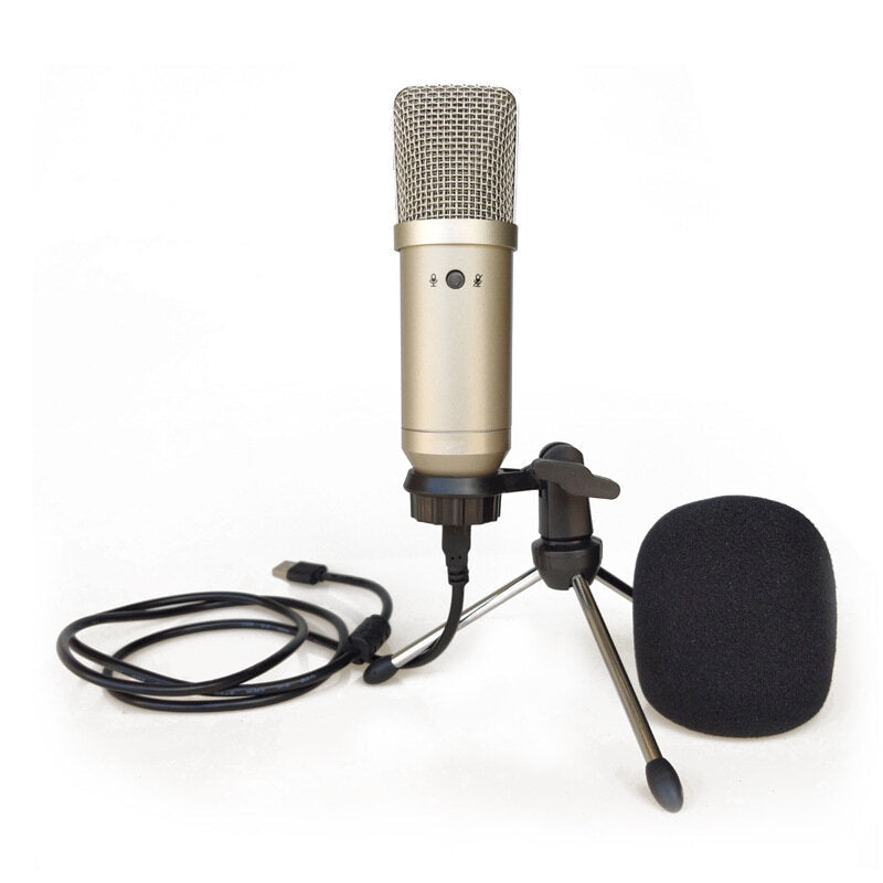 Professional Universal HD Live Streaming USB Condenser Wired Microphone with Sound Card Tripod Stand for Samsung PC Laptop