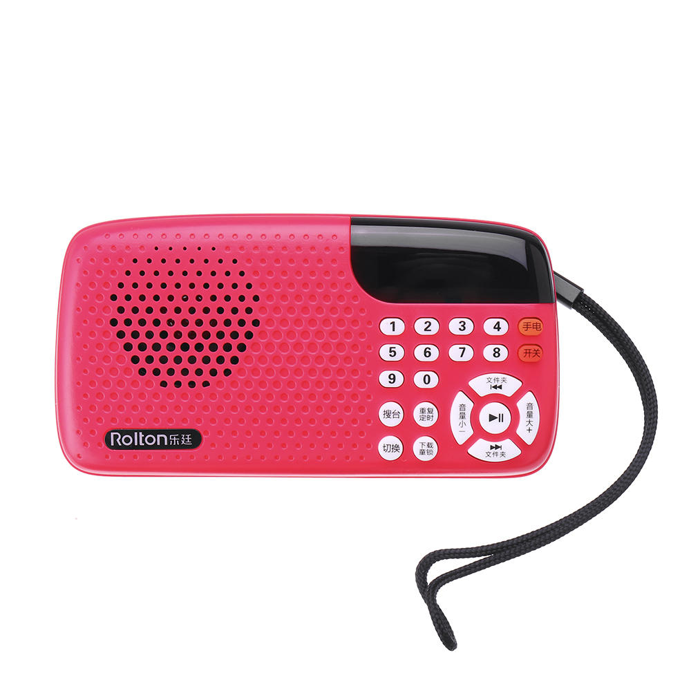 Portable Mini FM Radio Speaker Music Player Tf Card With LED Display And Flashlight