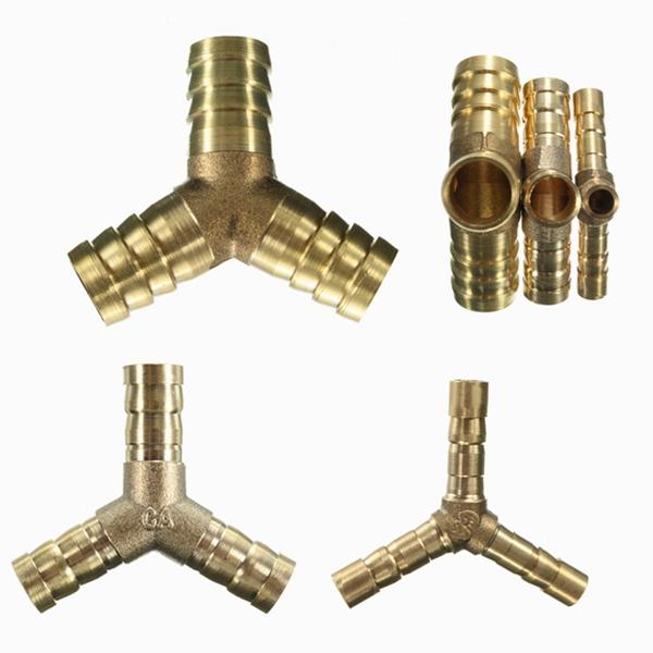 6/10/14mm Solid Brass Y Connector 3 Ways Hose Joiner Barbed Splitter