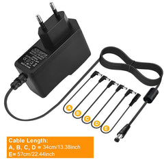 9V 850mA EU Plug Adapter +1 Drag 5 Way aisy Chain Cable for BOSS Zoom Guitar Effector Guitar Effect Pedal Power 2m