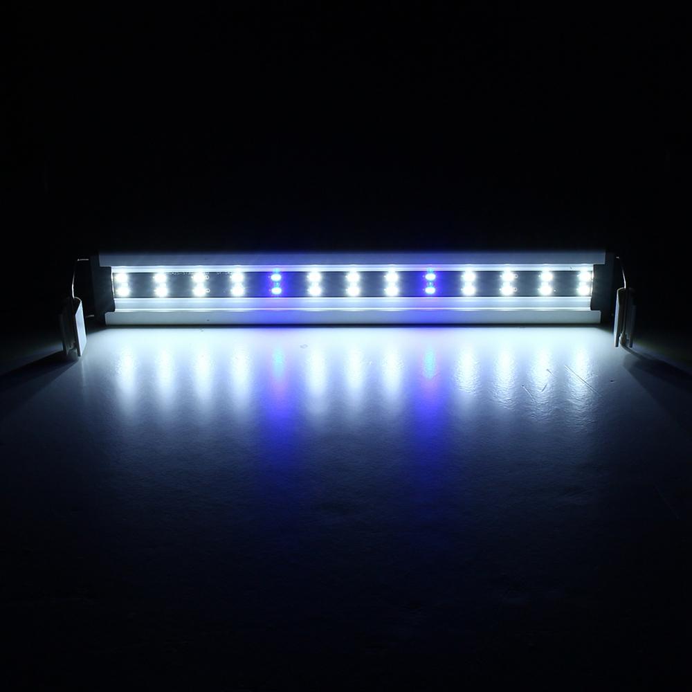 8W 26 LED Aquarium Fish Tank Light Panel Blue+White Lamp Adjustable Aluminum