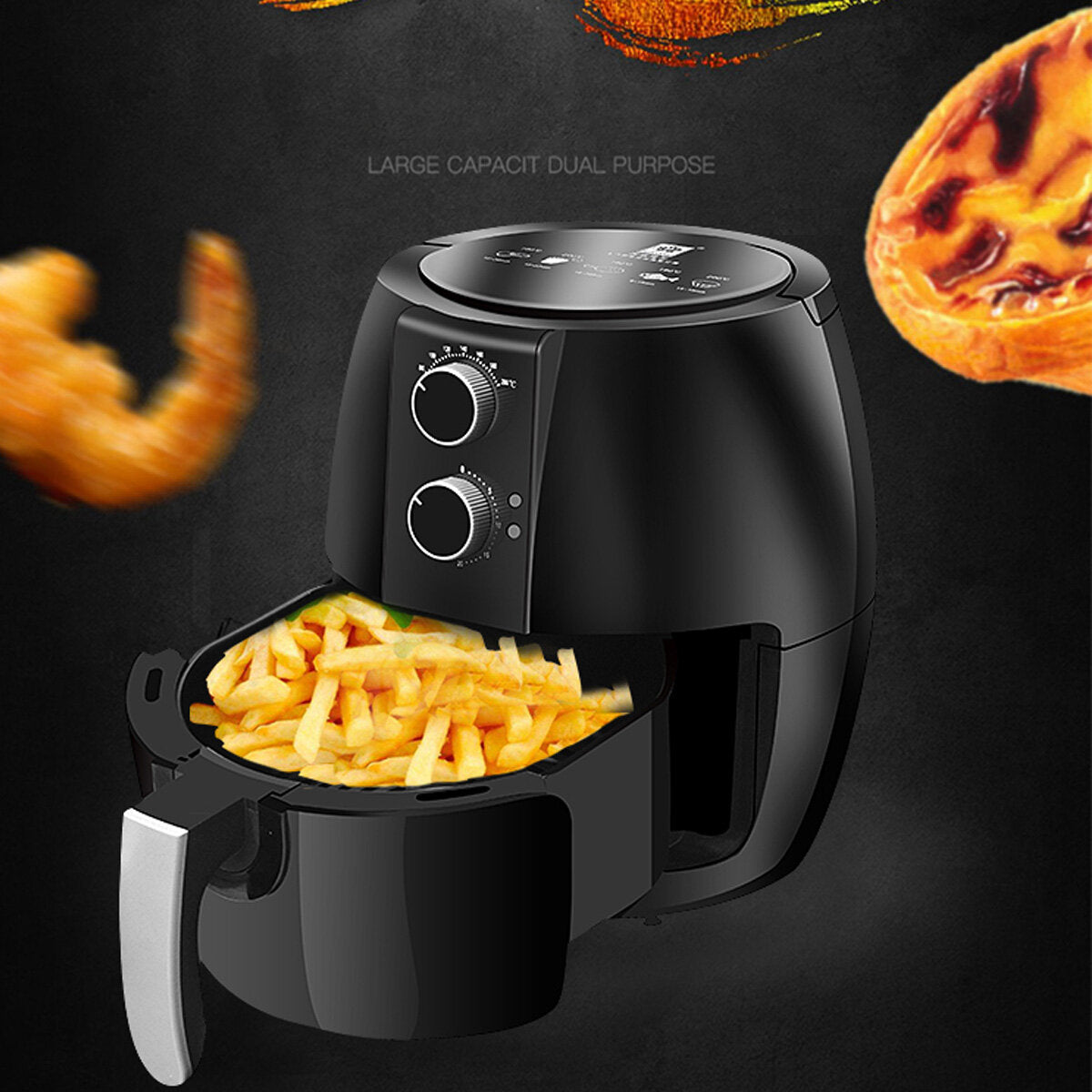 4.5L Capacity Household Air Fryer Intelligent Smokeless Electric Fryer Kitchen Oil-free Energy-saving French Fries Fryer