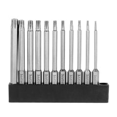 11pcs T6-T40 75mm Magnetic Torx Screwdriver Bits 1/4 Inch Hex Shank
