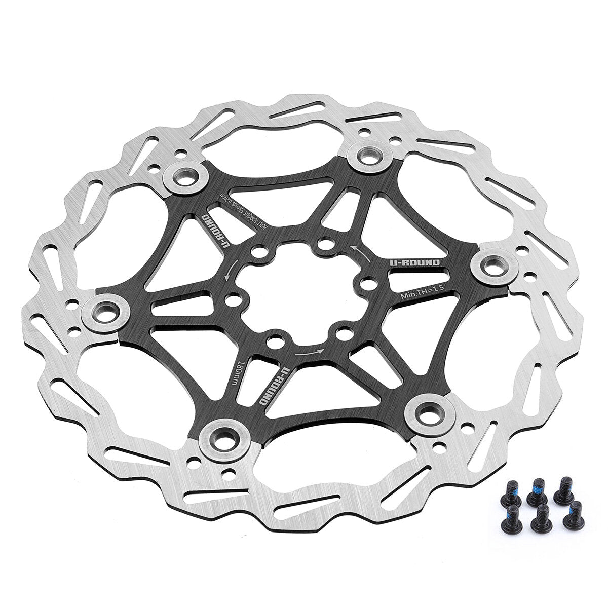 180 / 160MM Stainless Ultra Light 6pcs T25 Screws Floating Disc MTB Bike Brake Rator