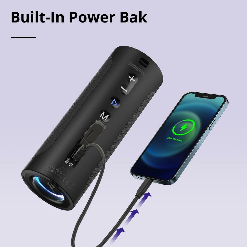 Portable Speaker Bluetooth 5.0 Built-in Power Bank 45W Waterproof Type-C 24 Hours Playtime