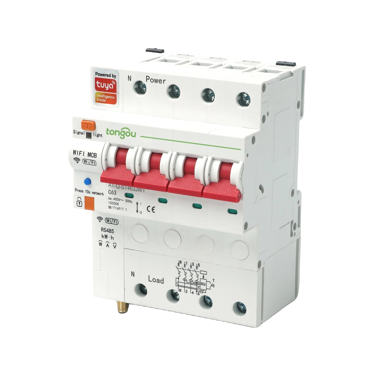 4P 63A Single Phase WIFI Smart Energy Meter Kwh Metering Monitoring Circuit Breaker Timer Relay with Leakage Protection