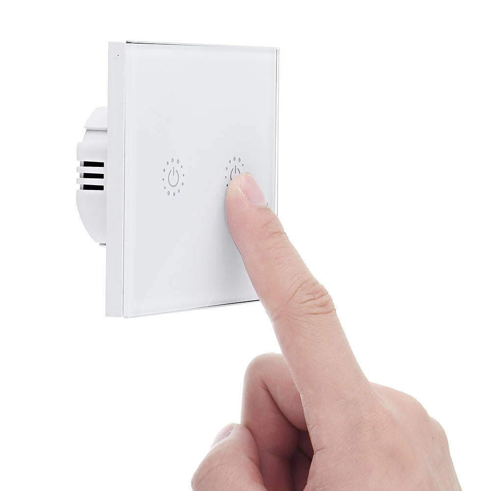 EU 433Mhz 2 Gang Smart WIFI Light Switch Interruptor Touch Wall Power Switch App Remote Control Intellegent Switch Work With Alexa Google Home