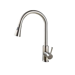Kitchen Basin Sink Pull Out Faucet 360 Rotatable Drawing Down Sprayer Tap Hot & Cold Water Mixer Single Handle Copper Lead-Free Deck Mount