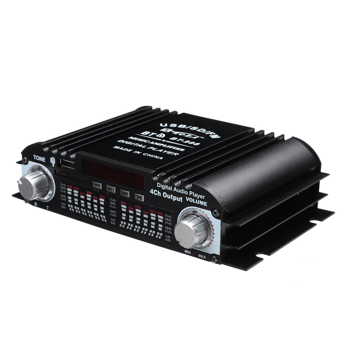 12V Car Mini Hi-Fi Digital Bluetooth Audio Power Amplifier Four Channel Output with Remote Control