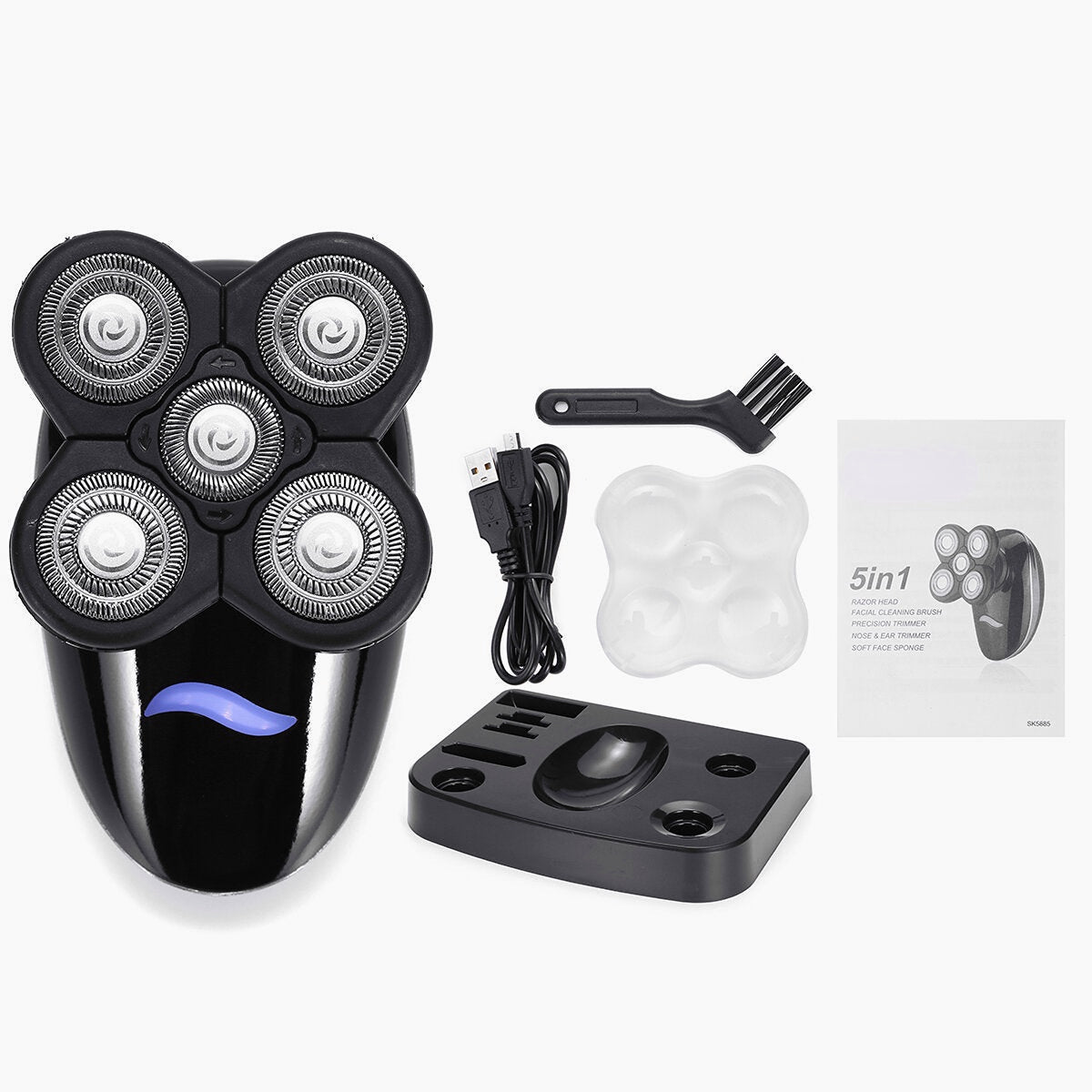 Rotary 5D USB Rechargeable Cordless Mens Electric Shaver Razor Bald Head Hair Trimmer