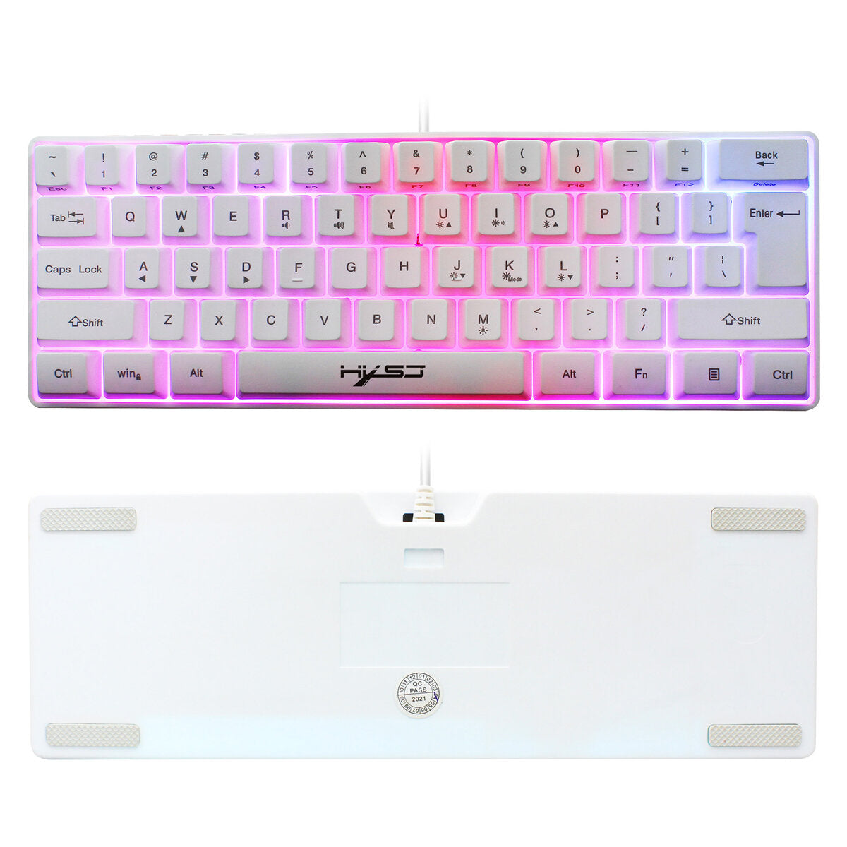 61 Keys Gaming Keyboard USB Wired LED Backlit Multiple Shortcut Keys Mini Mechanical Feel Keyboard for Home Office