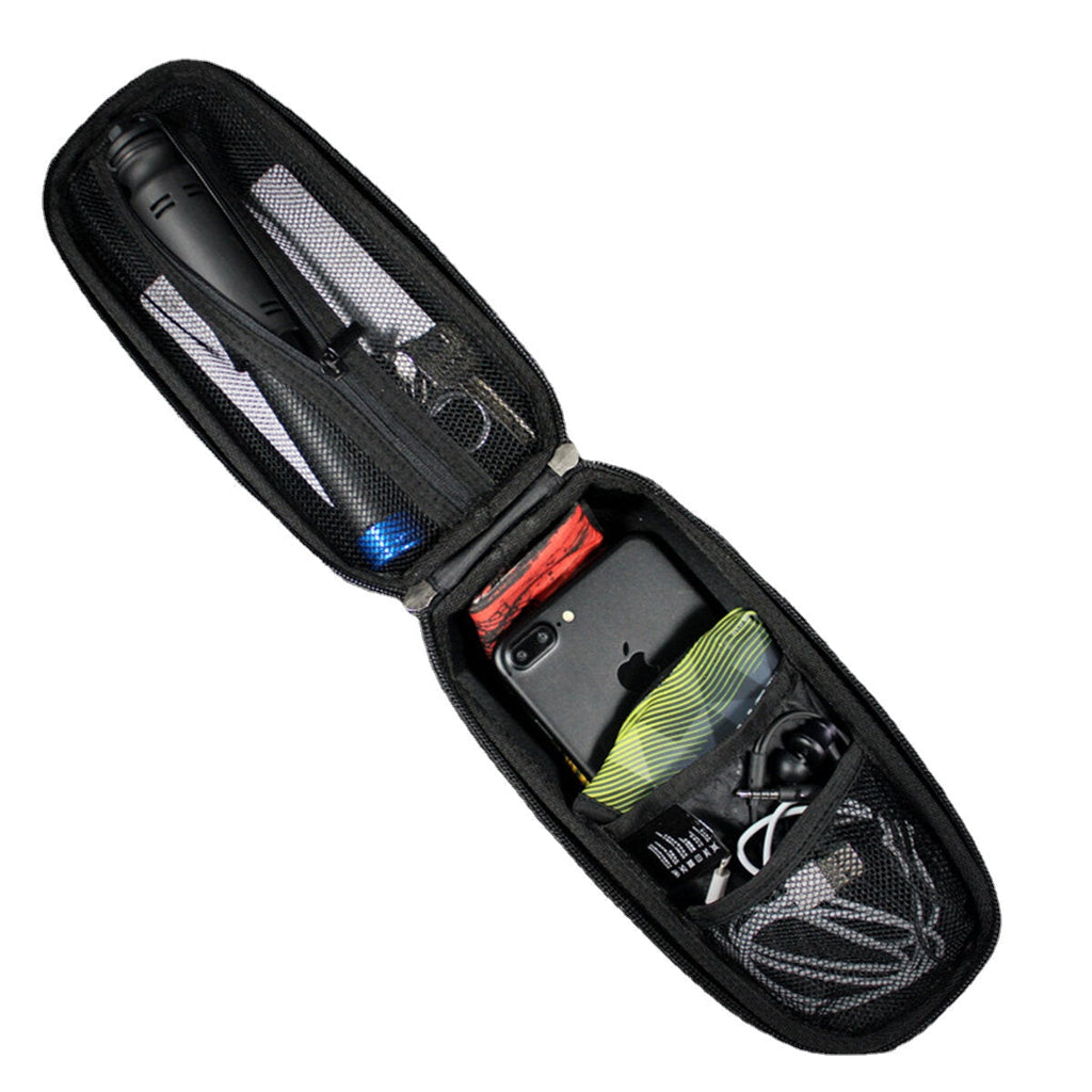 1L Waterproof Bike Top Front Tube Frame Bag Cycling Pouch Large Capacity Black