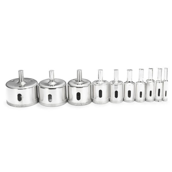 10pcs Diamond Hole Saw Set Tile Ceramic Glass Porcelain Marble 8mm-50mm Drill Bit