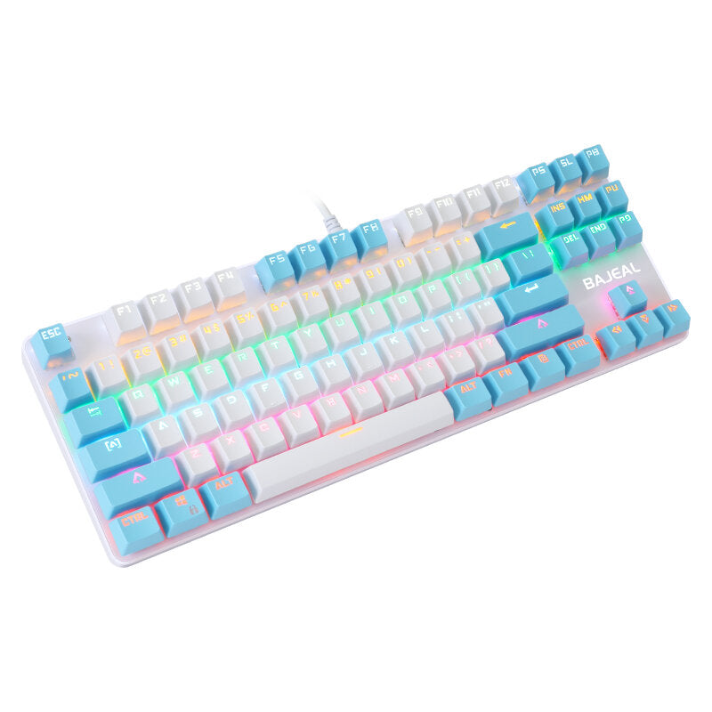 Wired Mechanical Gaming Keyboard 87 Keys Swtich Hot Swappable Dual Color Design With LED Lighting Effect For Gaming Office