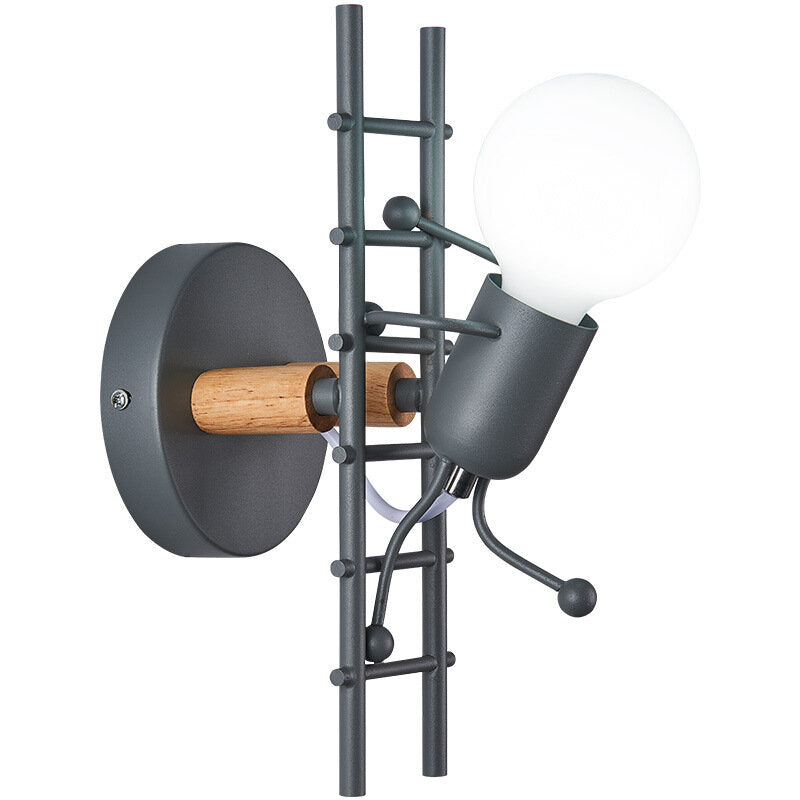 Wall Lamp Creative Small Man Iron Lights Metal Simple Cartoon Robot Sconce Lamps For Indoor Art Decor Light Without Bulb