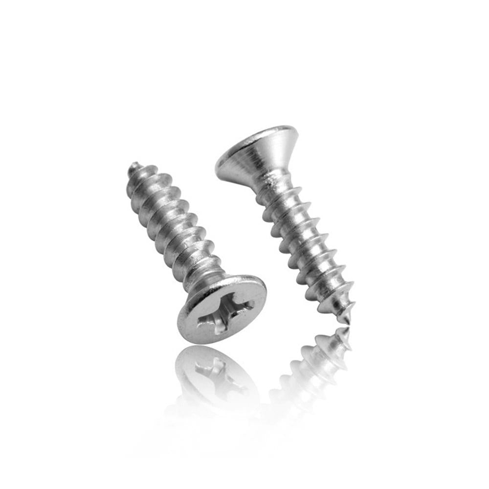 M4SP4 100Pcs M4 304 Stainless Steel Cross Flat Head Self Tapping Screw Wood Screws Speaker Screws Optional Length
