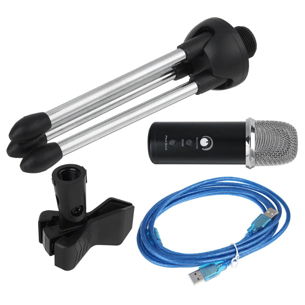 USB Condenser Professional Microphone with Stand for Computer Recording PC Live