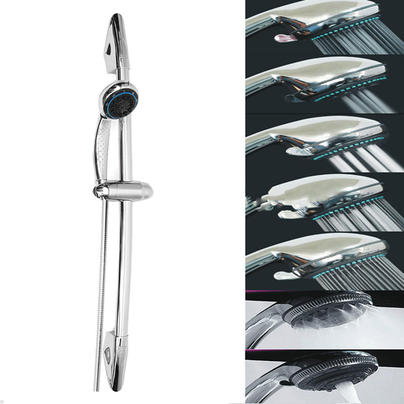 Bathroom Shower Head Riser Rail Bracket Handheld Holder Bar Chrome