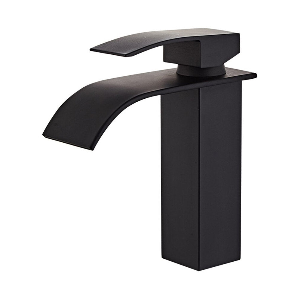 Waterfall Black Bathroom Basin Faucet Single Lever Hole Hot And Cold Washing Tap