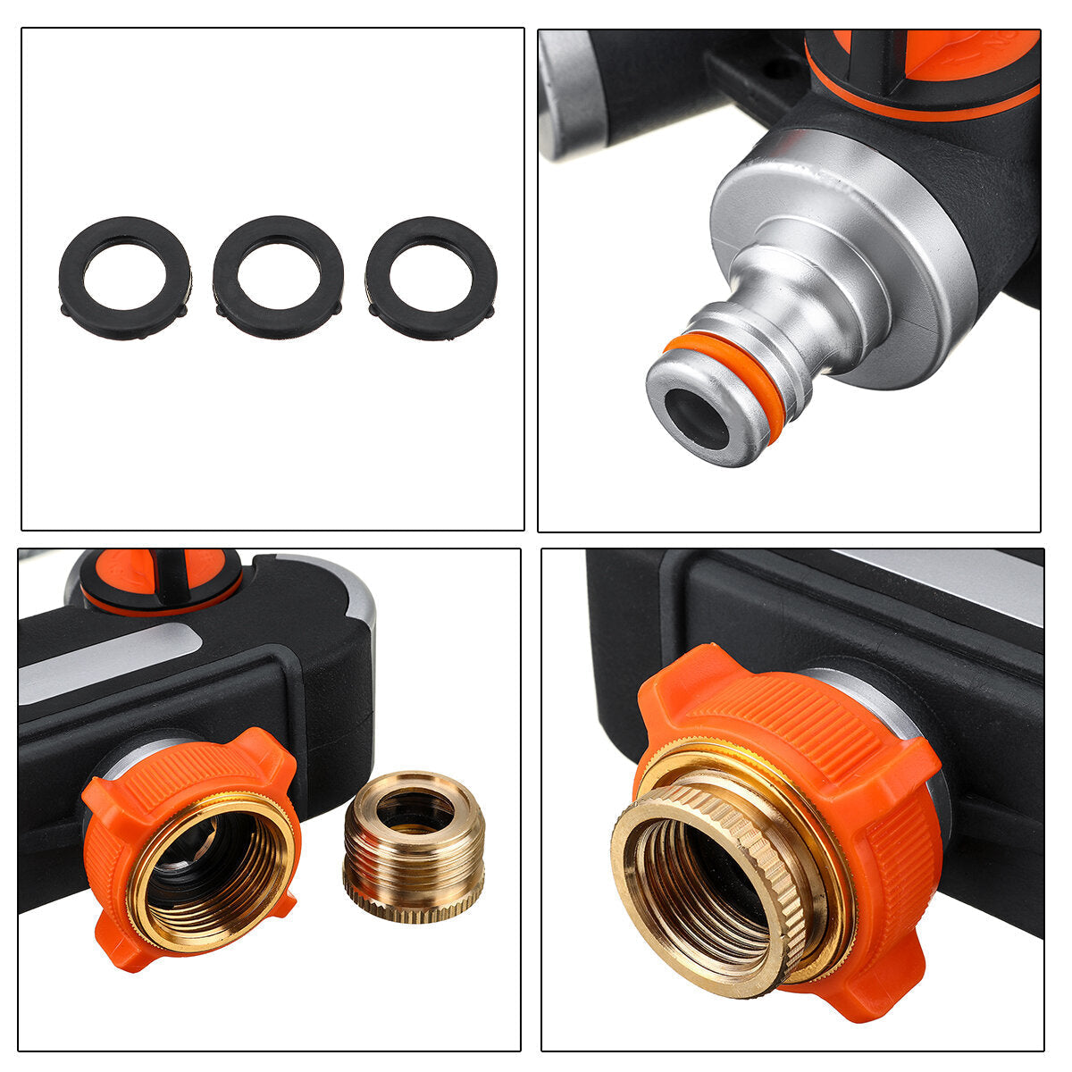 Hose Splitter Water Quick Connector Irrigation 2 Way Tap Garden With Swith 4 Gasket