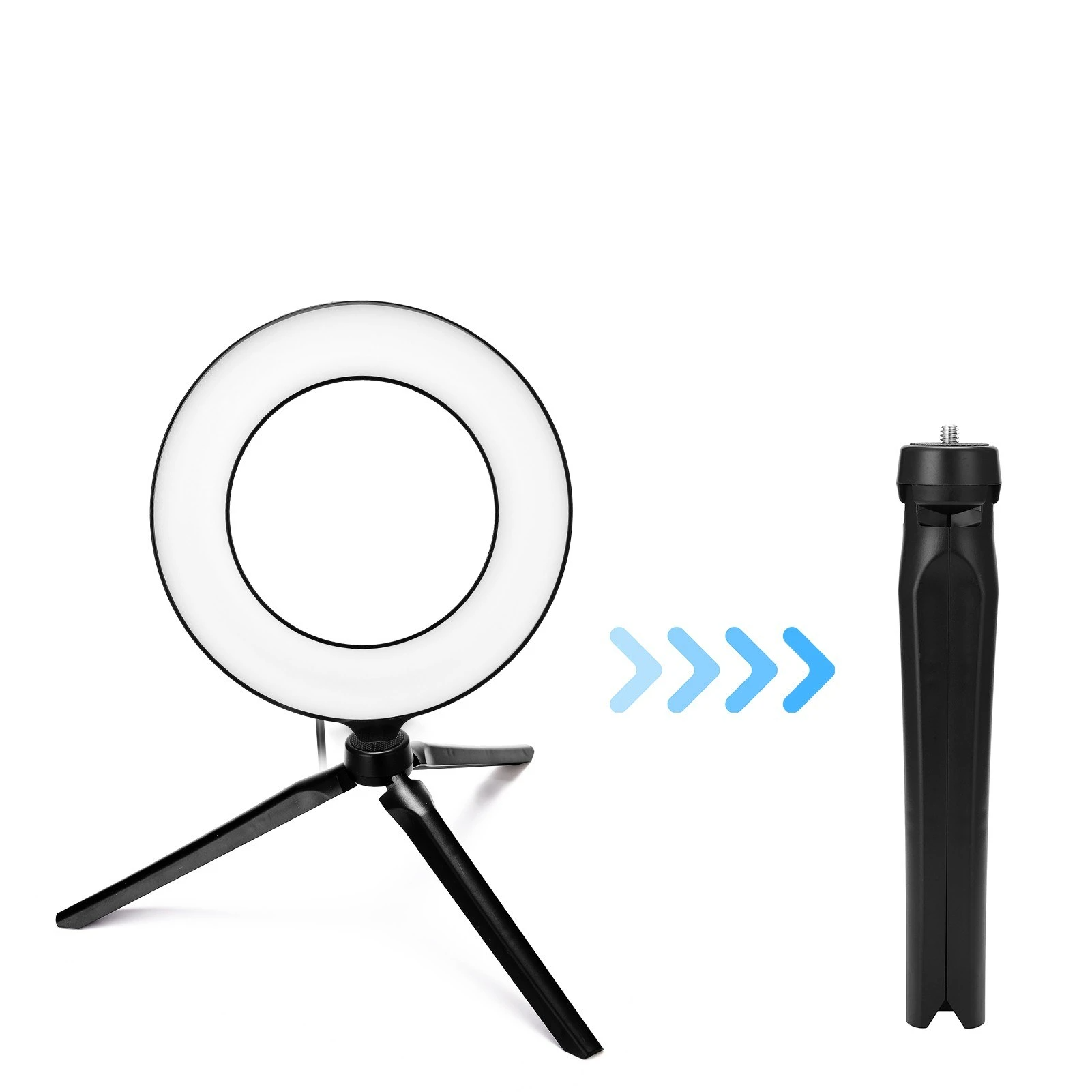 USB Dimmable Wide Dimming Range LED Round Fill in Light Tripod for Photo Selfie Photography