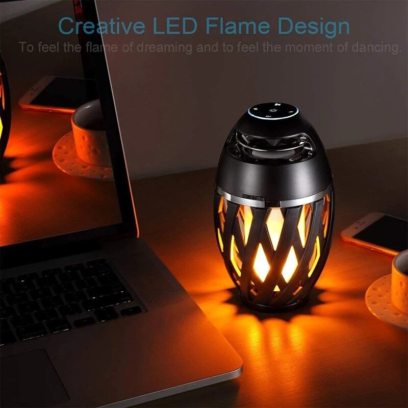 Flame Bluetooth Speakers Torch Atmosphere Speaker Wireless Portable Outdoor Speaker with LED Flickers Lights