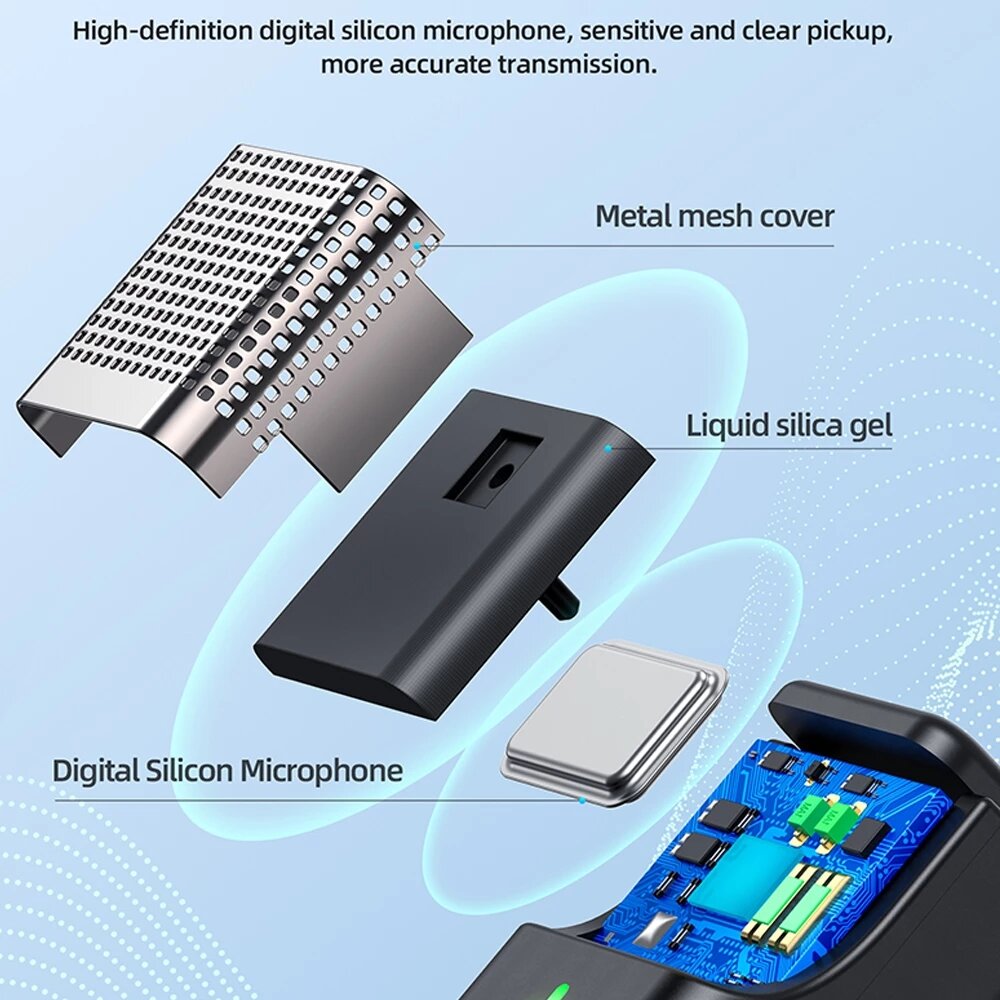 Wireless Microphone Receiver 2.4G HD Noise Reduction Video Recording Mini Mic for Live Broadcast Vlog Interview