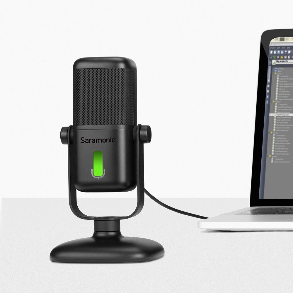 Cardioid Microphone Studio Condenser Mic Built-in Sound Card for Smartphones Laptop Tablets Games Live Broadcast Podcasts Recording