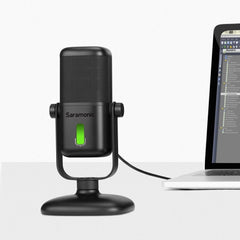 Cardioid Microphone Studio Condenser Mic Built-in Sound Card for Smartphones Laptop Tablets Games Live Broadcast Podcasts Recording