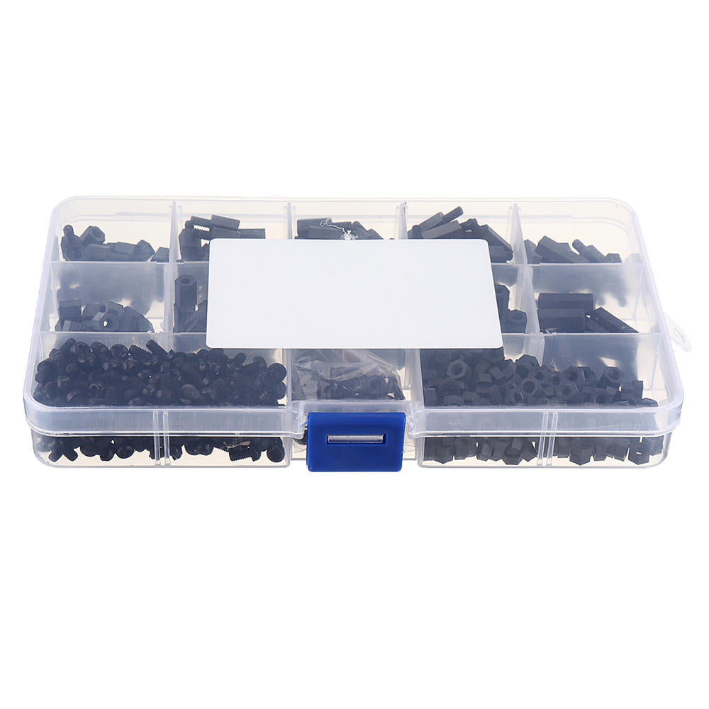 M3NH17 780Pcs M3 Nylon Screw Black Hex Screw Nut PCB Standoff Spacer Column Assortment Kit