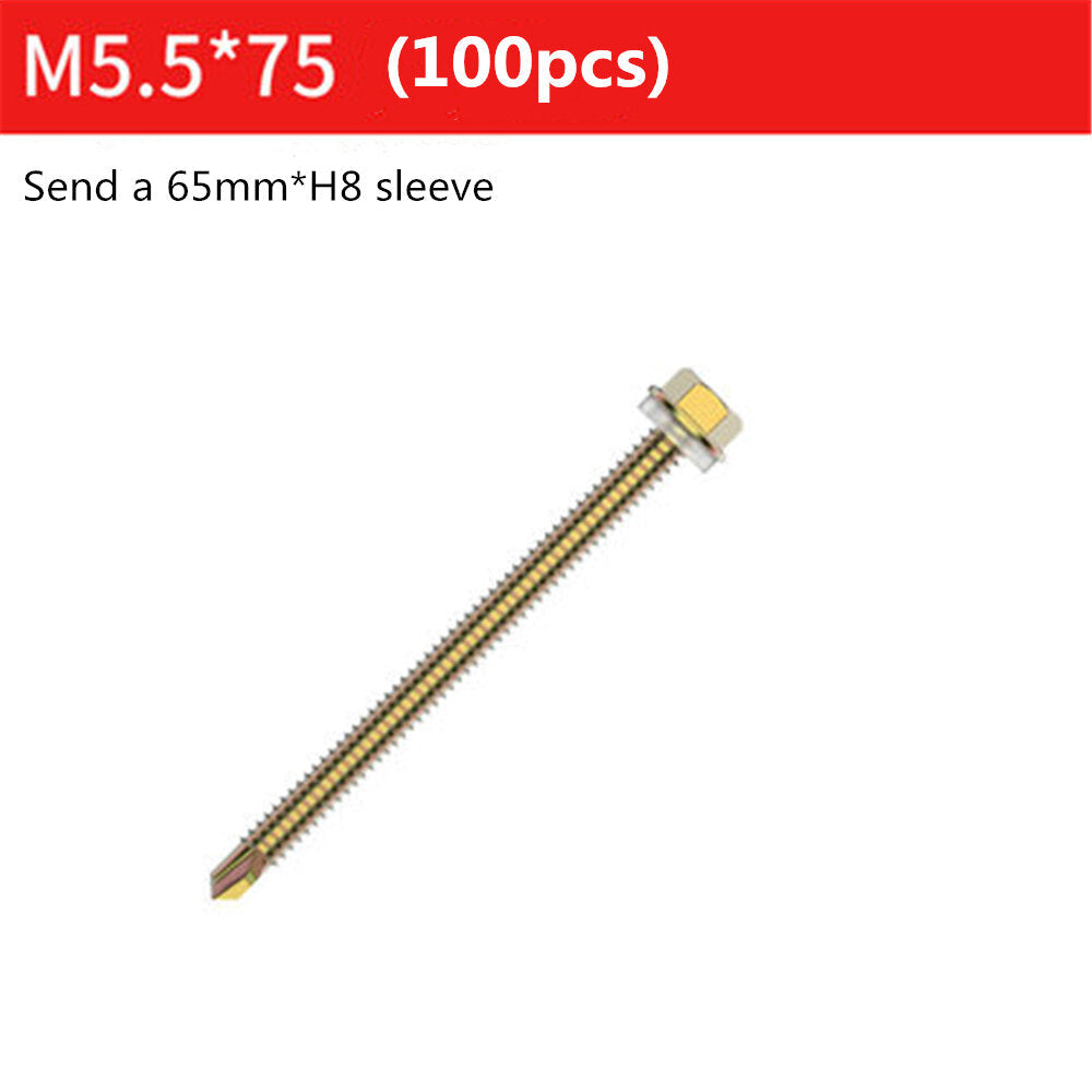 M5.5 External Hexagon Self Drilling Screw Color Zinc Plated Length 19-125mm