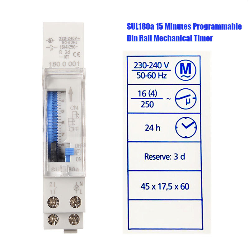 Programmable Din Rail Mechanical Timer Switch 15 Minutes