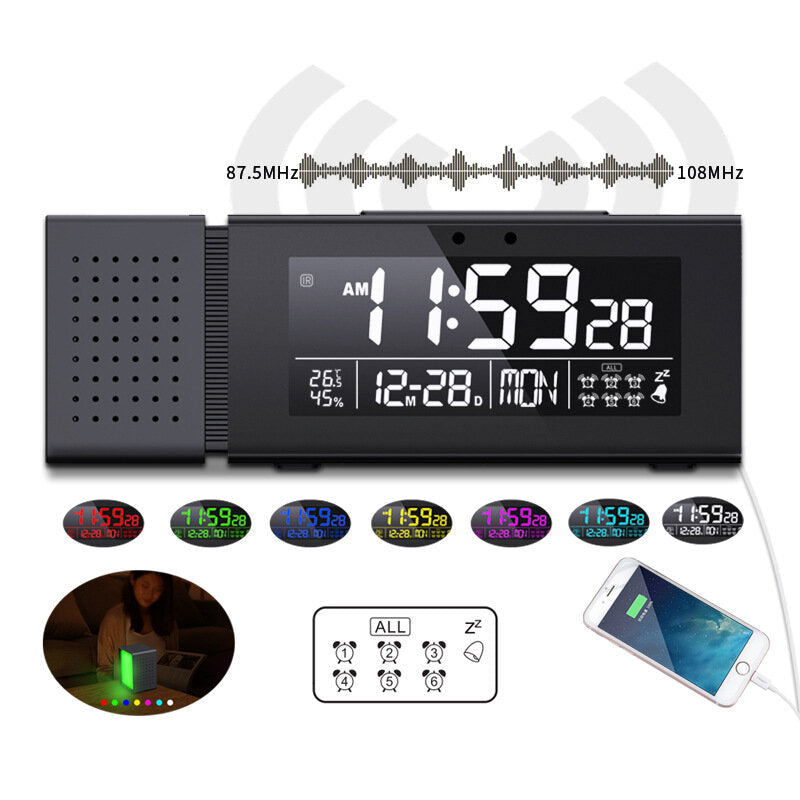 Multi-function Sound and Light Digital Alarm Clock Home Night Light IR Human Body Induction Clock with Color Alarm