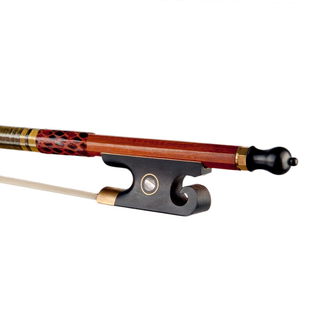 Master Violin Bow 4/4 Pernambuco Fiddle Bow White Mongolia Horsehair Octagonal Stick Snake Skin Grip Black Ox Horn Frog