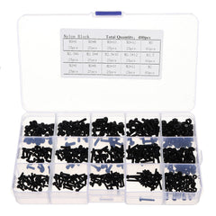 480pcs White/Black M2/M2.5/M3 Nylon Plastic Phillips Screw Round Head Hex Nut Assortment Kits