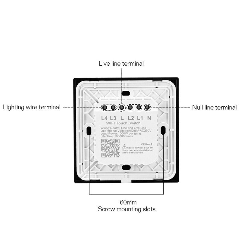 WiFi Wireless 2Gang 2 Way Smart Wall Touch Switch AC 100V/220V Wireless Wall Light Switch EU/UK Standard Smart Home