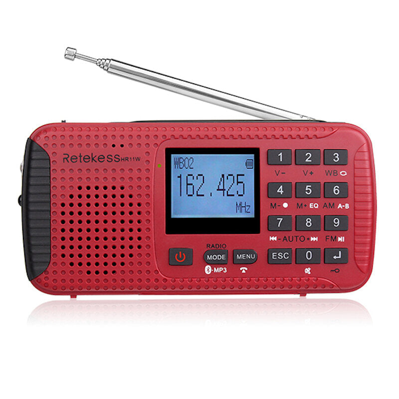 Weather FM AM Radio Emergency SOS Handcrank Solar Receiver With Bluetooth MP3 Player Digital Recorder