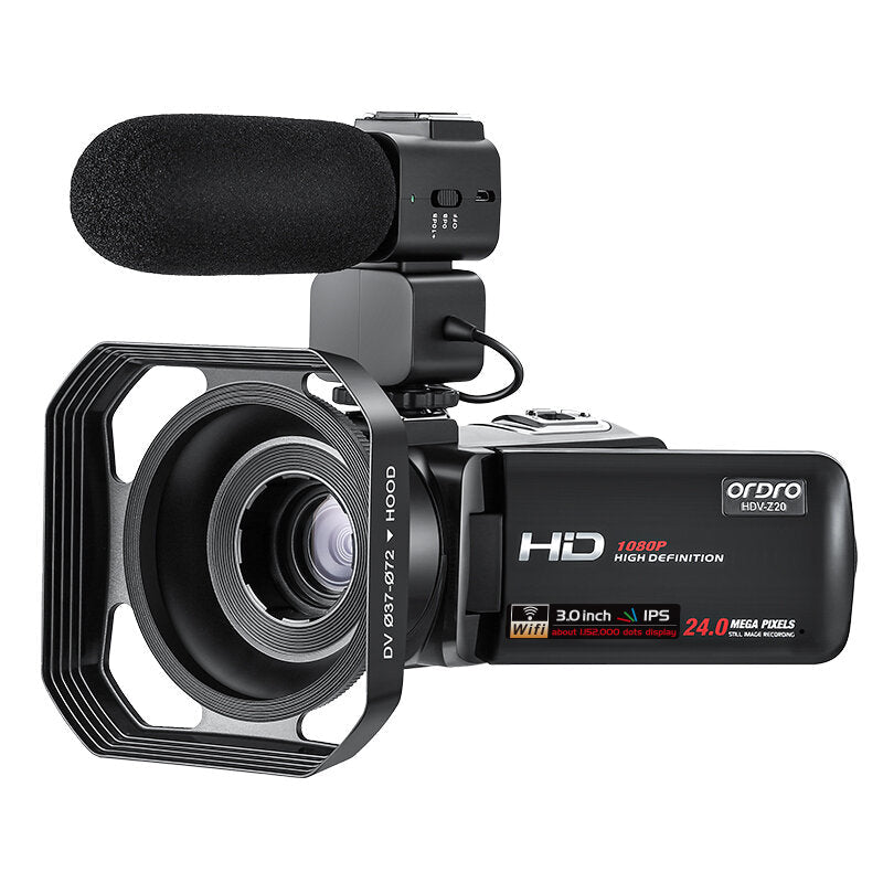 Digital Vlog Camcorder HD 1080P 24MP 16X Zoom 3.0 inch IPS Touch Screen Support WIFI SD Card DV with Microphone